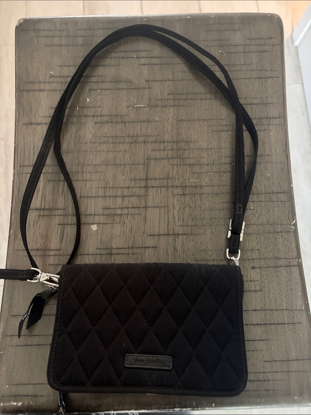 Vera Bradley Black Quilted Crossbody Wallet Bag